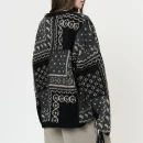 Thick Warm Jacquard Wool Jacket Vintage Knitted Cardigan Coat for Women