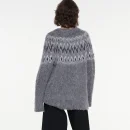 Jacquard Sweater O Neck Long Sleeve Wool Knitwear Women