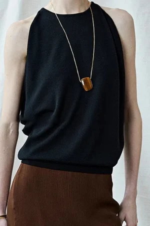 Summer Cashmere Silk Knitwear Waistcoats Sleeveless Wool Knitted Vests Top for Women