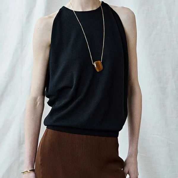 Summer Cashmere Silk Knitwear Waistcoats Sleeveless Wool Knitted Vests Top for Women