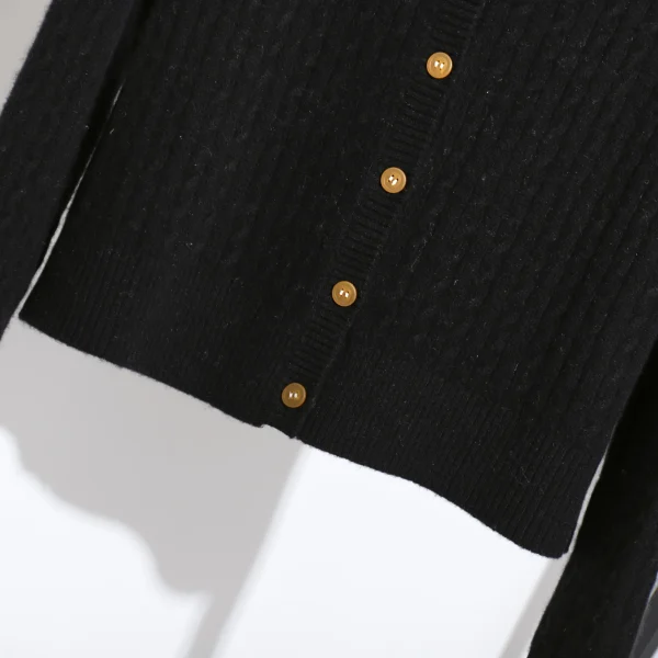 High Quality Single Breasted Solid O Neck Sweater 100% Wool Knitted Cardigan for Women - Image 5